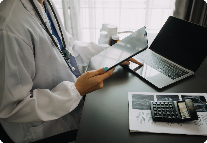 Doctor using tablet